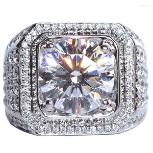 Кольца-кластеры, тонкий пасьянс, мужское кольцо с бриллиантом 4 карата Lab Sona, ювелирные изделия из стерлингового серебра 925 пробы, обручальное кольцо для мужчин, подарок на годовщину