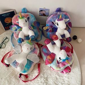 Zaini Carino Bambino Bambini Pelliccia invernale Zaino unicorno per bambine più piccole Zaino cartone animato Zaino per bambini Borsa a tracolla per scuola materna 231120