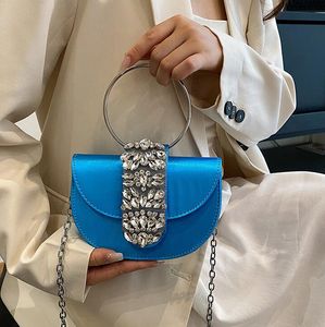 Lady's shoulder bags 8 colors sweet western style solid color satin dinner bag flip candy color fashion handbag this year popular rhinestone handbags 7717#