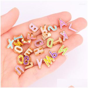 Takılar Charms 10pcs 26 Harf A-Z Boncuklar Renk Alfabesi Alfabe Alfabe Alfabe Alfabe Boncuk Bilezik Takı Yapımı El Yapımı DIY Accessorie Dhaoy