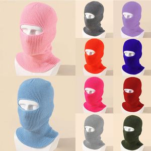 Beanie Kafatası Kapakları 1 Delik Tam Yüz Maskesi Sonbahar Kış Örme Kapak Kayak Bisiklet Ordusu Taktik Balaclava Hood Motosiklet Kaskı Unisex Şapkalar 231122