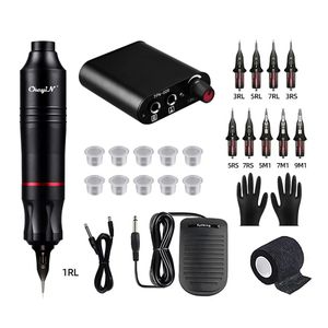 Tattoo Machine Kit Complete Set Wireless Rotary Pen DC Interface with Cartridge Needles Permanent Makeup 231121