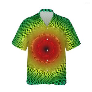 Camisas casuais masculinas jumeast 3d swirl arte óptica imprimida camisa havaiana de manga curta harajuku moda abstrata para homens streetwear solto