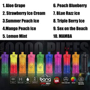 Original Bang King Max 10000 Puffs Dispositivo de cigarro eletrônico 20ml Vape Pen E Cigarros 5% recarregável 650mAh Bateria Fluxo de ar ajustável RGB