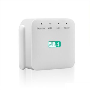 Routers 300Mbps Wifi Repeater 2.4Ghz Range Extender Wireles-Repeater Amplifier Signal Booster 3 Antenna Long-Range Expander Youpin Dro Dhymj