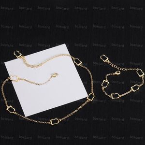 Designer Golden Chain Necklaces Bracelets Sets Fashion Letters Plated Bracelets Brass Copper Necklaces