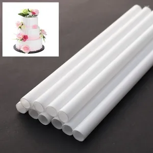 Bakeware Araçları 10 PCS 21cm/24cm/30cm Kek Dübelleri Beyaz Plastik Destek Çubukları Yuvarlak Pipetler Yeniden Kullanılabilir