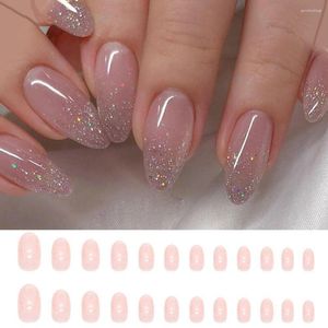 Накладные ногти 24 шт. Типсы для ногтей Star River DIY Press On Long Minmond Glitter French