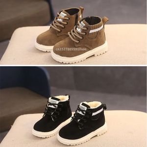 Boots 2 Style Inside Material Plush Kids Winter Cotton Fabric Spring Autumn Children Shoes Baby Toddler Boys Girls 231122