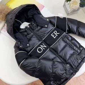 Hoodis Kids Coats çocuk kapüşonlu bebek aşağı ceket işlemeli mektup kız çocuk ceket giyilebilir üst lüks giysi fasion% 100 kaz aşağı mektup sıcak rahat dolum