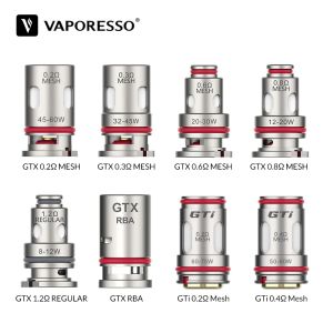 Катушка Vaporesso GTX 0,2 Ом 0,3 Ом 0,6 Ом 0,8 Ом 1,2 Ом Испаритель GTX RBA Для Vape Target PM80 Pod Swag PX80 Luxe 80 Luxe PM40 Kit Аутентичная электронная сигарета