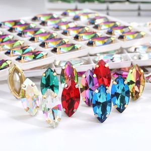 Parti Dekorasyon Navette Cam Rhinestone At Göz Boncukları Yüksek Kaliteli Taş Kristal Rhinestone Diken Diy Giyim Takıları 231122