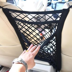 Car Organizer Style Back Rear Trunk Net Mesh Seat Elastic String Magic Sticker Universal Storage Bag Pocket Auto