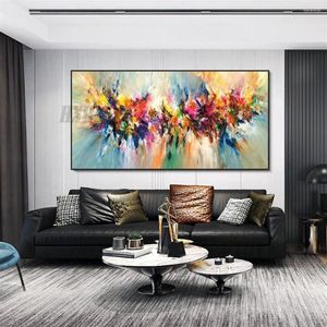 Картины Абстрактная ручная роспись маслом Пейзаж на холсте Красочные настенные художественные картины для гостиной Домашнее украшение243C