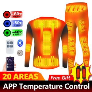 Мужское термобелье Зимний комплект нижнего белья с подогревом, питание от USB-аккумулятора для смартфона, приложение для контроля температуры, мотоциклетная куртка, лыжный термокостюм 231122