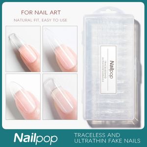Yanlış Nails Nailpop 600pcs Tırnak uçları tırnak tırnakları sahte tırnak ucu berrak/beyaz/doğal/mat yanlış tırnaklar akrilik tam kapak tırnakları seti 231121
