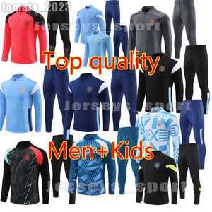 2023 MC Half Zipper Man City Training Suit Tracksuit Homens Crianças 21/22/23 Manga Longa Homem Sportswear Futebol Meninos Meninas Survatment Foot Chandal Alta Qualidade 1:1