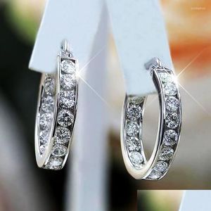 Hoop Huggie Hoop Küpeler Romantik Zirkon Daire Piercing Kadınlar Düğün Klasik Moda Takı Pentientes Dam Döküm J Dhauh