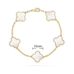 Fashion Classic 4/four Leaf Clover Charm Bracelets Bangle Chain 18k Gold Agate Shell Mother-of-pearl for Women Girl Wedding Mother' Day Jewelry Gifts