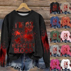 Kadın Hoodies Word Graphic Sweatshirts Kadınlar için Ben Tamam, bu benim kan sweatshirt alaycı Cadılar Bayramı Mizahı Bohemya