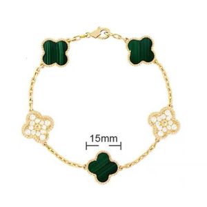 Fashion Classic 4/four Leaf Clover Charm Bracelets Bangle Chain 18k Gold Agate Shell Mother-of-pearl for Women Girl Wedding Mother' Day Jewelry Gifts and the box1