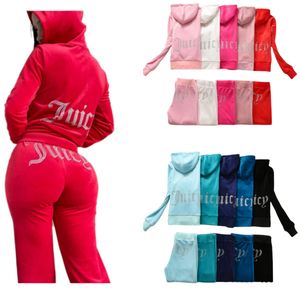 Juicy Damen-Trainingsanzug, Herbst, Frühling, Damen-Sportanzüge, schmal, lässig, Samt, Damen-Trainingsanzüge, Kapuzenkragen, Jogging-Sportbekleidung, Juicy-Trainingsanzug