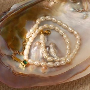 Ожерелья с подвесками в стиле ретро, натуральный пресноводный жемчуг, легкий драгоценный камень, роскошный свитер с цепочкой на ключицы, ожерелье из титановой стали, женское 2023