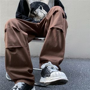 Erkek pantolon retro kahverengi renkli erkek kargo pantolon bf rüzgar eğlence sokak giyim hip hop dans punk patalon gevşek düz b-boy kaybeden pantolon 230422