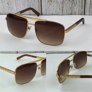 Moda Tasarımcı Erkekler İçin Güneş Gözlüğü 0259 Tutum Metal UV Kesim Kare Altın Kahverengi Anti-Ultraviyole UV400 Lens Kasa kutusu ile en iyi kalite