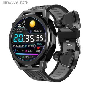 Наручные часы Смарт-часы N18 1,53-дюймовые Bluetooth-наушники для звонков TWS 2-в-1 Двойная гарнитура 4G Большая память Локальные музыкальные наушники SmartwatchQ231123