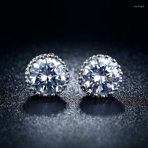 Stud Küpe 2023 8mm Beyaz Zirkon Küpe Taç Düğün Toptan Nickle Free Antiallergic Dağıtım için Vintage Lady Jewelry