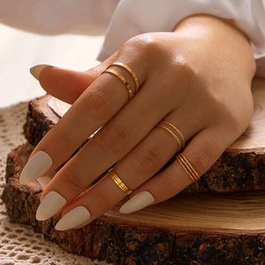 Cluster Rings Vintage Creative for Women Set Set Open Moon Love Cheap