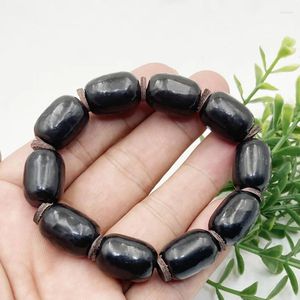 Strand Unisex Fashion Jewerly Shungite Oval Şekleli Boncuklar Bilezik Manevi İyileştirici Kristaller Taş Dekorasyonu