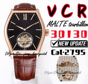 VCR Luxury Herrenuhr 30130 Malte Tourbillon Uhr, 38 x 48 mm, neues mechanisches Uhrwerk CAL.2795. Saphirspiegel, Weinfass, Goldschwarz