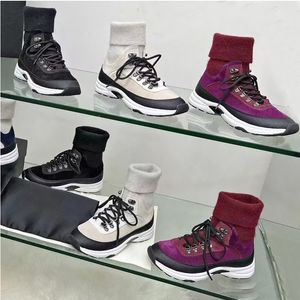Bot Spring Socks Tasarımcı Ayakkabı Sonbahar Moda Kadınlar Yüksek Üst Ayakkabı Deri Kalın Alt Lady Trainers Platform Kadın Dantel Yukarı Kısa Spor Ayakkabı Boyutu 35-41 ile 87586 S