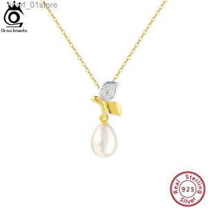 Colares com pingente ORSA JEWELS Natural Freshwater Pearl Sling Colar para mulheres 925 prata esterlina pérola pingente Birtay presente joias GPN43L231123