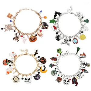 Звено-браслеты, комбинированный браслет на Хэллоуин, голова тыквы, паук, летучая мышь, призрак, кулон, праздничное украшение, креативный подарок