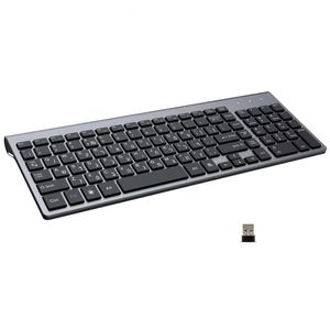 Еврейские английские персонажи с низким шумом 101 клавиши Slim Wireless Keyboard 24G Compact для ноутбука Windows PC Desktop Smart TV 231221