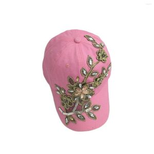Ball Caps Женщины DIY Настройка цветочного страза Bling Denim Baseball Cap Snapback Hat