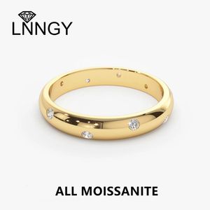 Alyanslar Lnngy Tüm Dome Burnish Setting Ring Lovers '925 STERLING Gümüş Solitaire Hassas Gelin Takı 231123