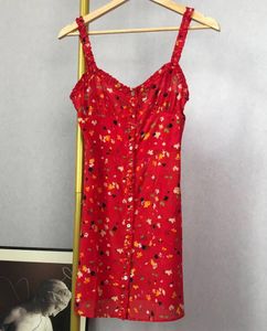 Vestidos casuais qualidades mulheres moda flor de seda impressão cintura alta mini vestido com fecho de botão e efeito vincado