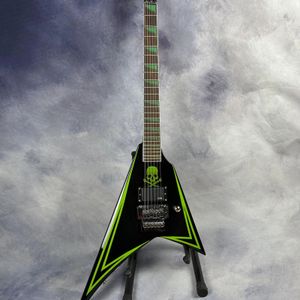 Cobhc Greeny Алекси Лайхо Children of Bodom Green Skull Black V Электрогитара Пилообразная инкрустация Floyd Rose Tremolo Bridge Китай Звукосниматель EMG Хромированная фурнитура