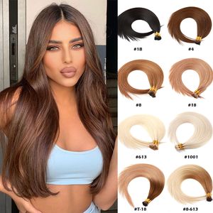 I Tip Hair Extensions Hair Pre Bonded I-Tips Real Human Hair Extension Invisible 50 Strähnen 40 g #1b 2 4 6 18 27 30 613 Keratin Bond Greatremy Explosive Sales Hair