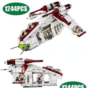 Bloklar Bloklar 1228 adet hisse senedi planında Republiic Dropshipi Gunship binası tuğlalar 75021 DIY oyuncakları çocuklar için doğum günü Noel Hediyesi dr dhg8k