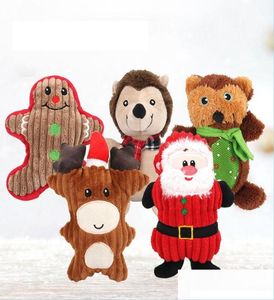 Köpek oyuncakları Pet Chox Christmas Squeaky Toys Peluş Peluş Çiğneme Oyuncak Noel Baba Kardan Adam Xams Parti Hediye Damlası Teslimat 20 Bdesport6403187