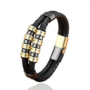 Charm Bracelets Trendy Leather Men And Women Black Multilayer Braided Rope Vintage Personality Jewelry Holiday Gifts