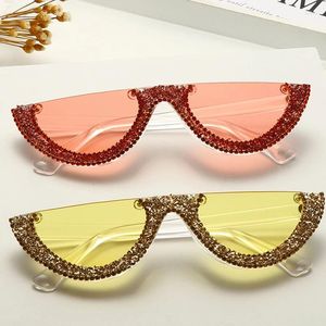Óculos de sol Mosengkw Pequeno PC Strass Half Frame Handmade Diamond Eyeglasses