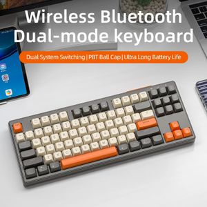 87Keys Şarj Edilebilir Klavye Kablosuz İPad PC Dizüstü Bilgisayar için Bluetooth RGB Backlit Mini Pembe Masaüstleri Oyun Aksesuarları 231221