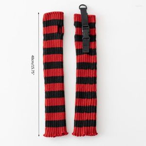 Kadın SOCKS 667E Moda Örme Şerit Desen Parmaksız Eldivenler Y2K Bacak Sıcak Çorap Güzel Hafif Bahar Sonbahar Kapağı