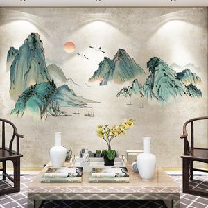 Duvar çıkartmaları Çin tarzı manzara vintage poster genç oturma odası yatak odası ev ofis dekor estetik duvarstickers